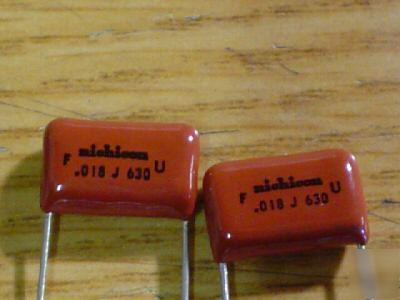 100 nichicon 630V .018UF radial mylar capacitors