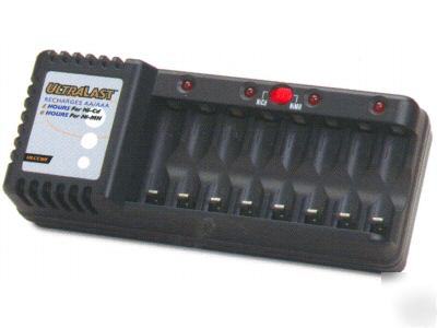 8 position aa or aaa battery charger for nimh or nicd