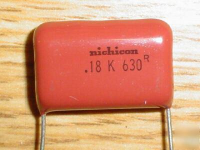 New 25 nichicon mylar 630V .18UF radial capacitors 