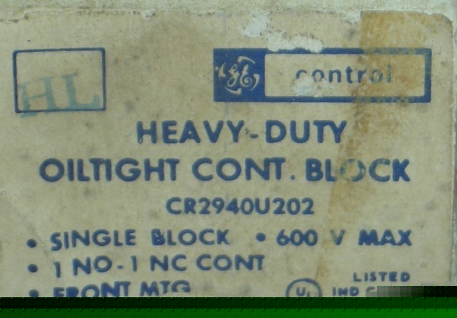 New ge CR2940U202 heavy duty oiltight control block 