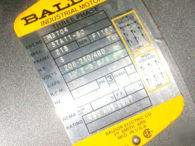 Very nice baldor electric 3 hp industrial motor M3704