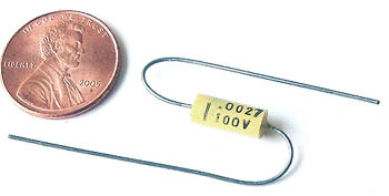 Axial film capacitors ~ .0027UF 100V 5% (50)