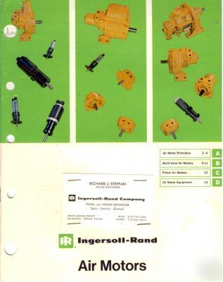Ingersoll-rand air motors specifications booklet, 1974