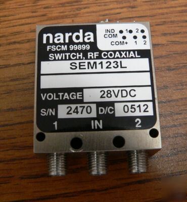 Narda dc-18 ghz 28V SP2T rf coax switch sem 123 SEM123