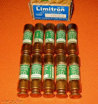 New 10 lot buss limitron ktn-r-5 fuse KTNR5 5 amp 250 v