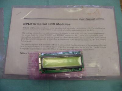 New scott edwards model: bpi-216 serial lcd panel, <