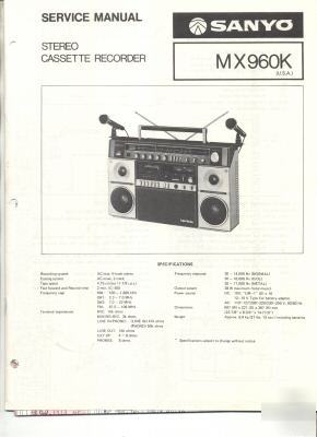 Sanyo original service manual cassette recorder MX960K