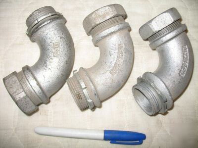 Lot of 6 appleton 90 deg compression fittings emt 1-1/4