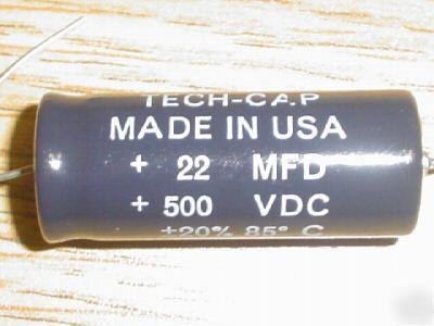New 10 tech-cap 500V 22UF hi volt axial capacitors 